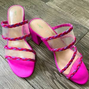 Hot Pink Sandals w/ Block Heel